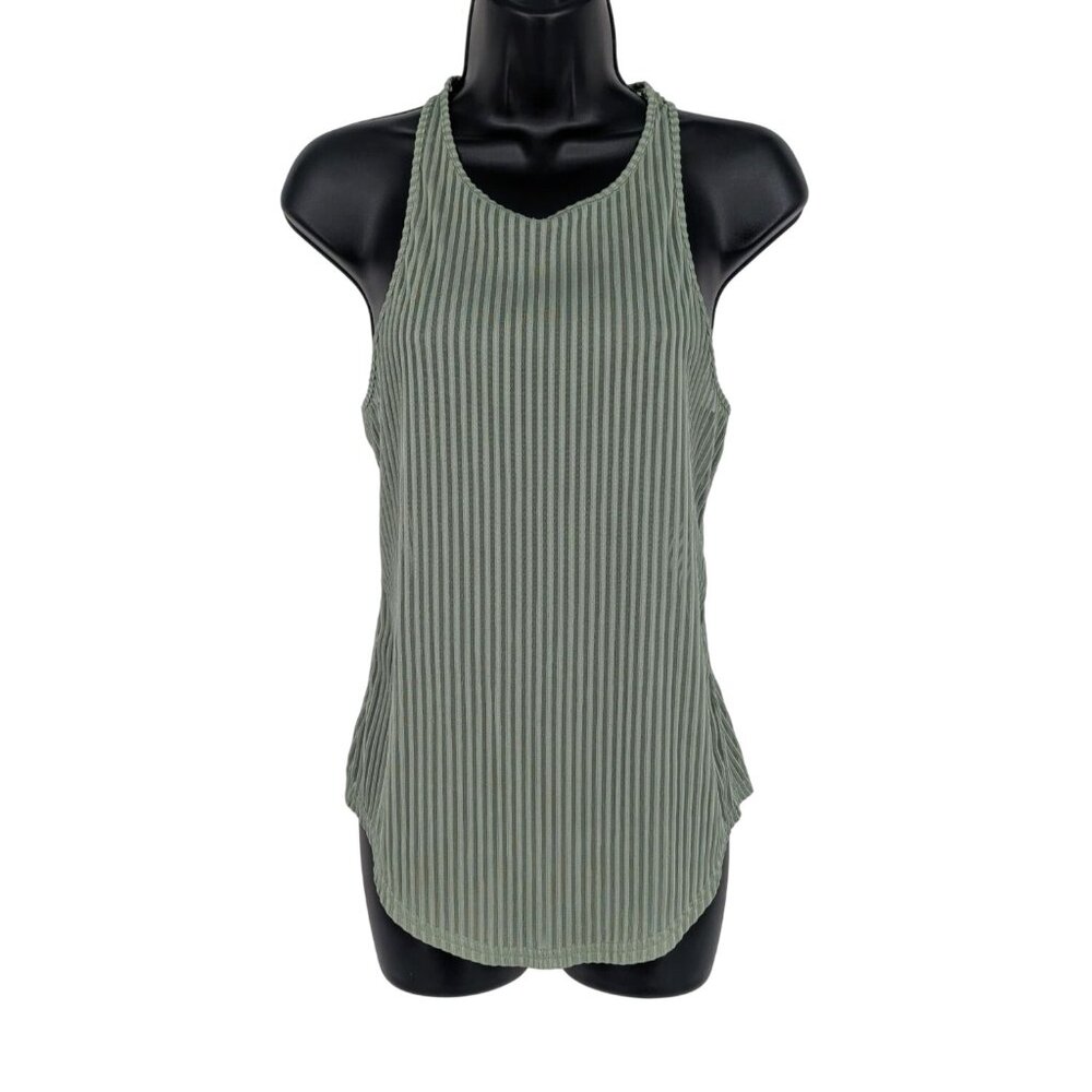 Alo Ribbed Racerback Tank Top Athleisure Yoga GYM Semi Sheer Minimalist Size S